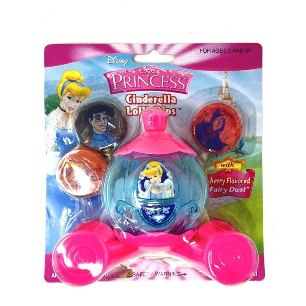 Disney Princess Cinderella Lollipop Dip Candy with 3 Lollipops Carriage 2008 - Picture 1 of 6